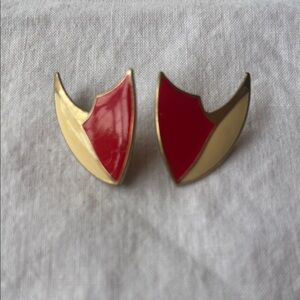 Elegant Red and Gold Tone Earrings